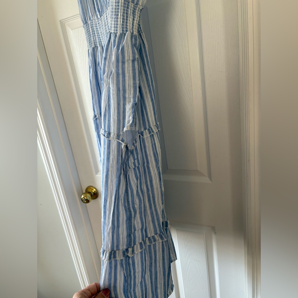 Rails Amelia Linen Blend Blue Striped Midi Dress XL *READ DESCRIPTION* *FLAW* - Picture 9 of 10